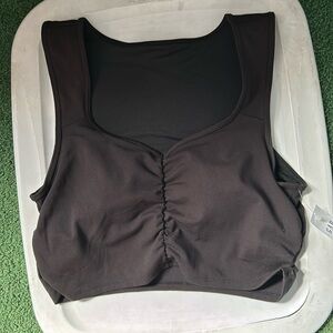 Everyday Comfort Ruched Front Sports Bra - Black